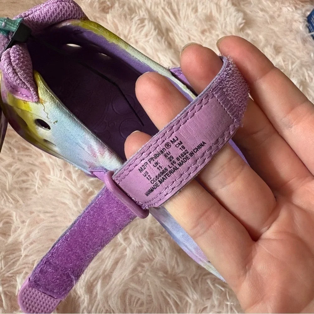 Stride Rite Kids' Purple Tie-Dye Shoes Made2Play Phibian- Kids/Girl Sz 12